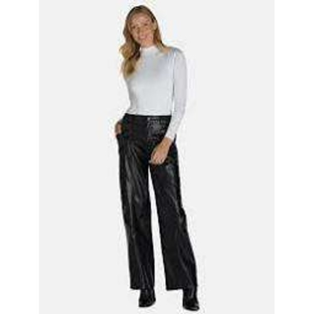 Madden NYC Black Faux Leather Cargo Pants Wide Leg High Waisted L New